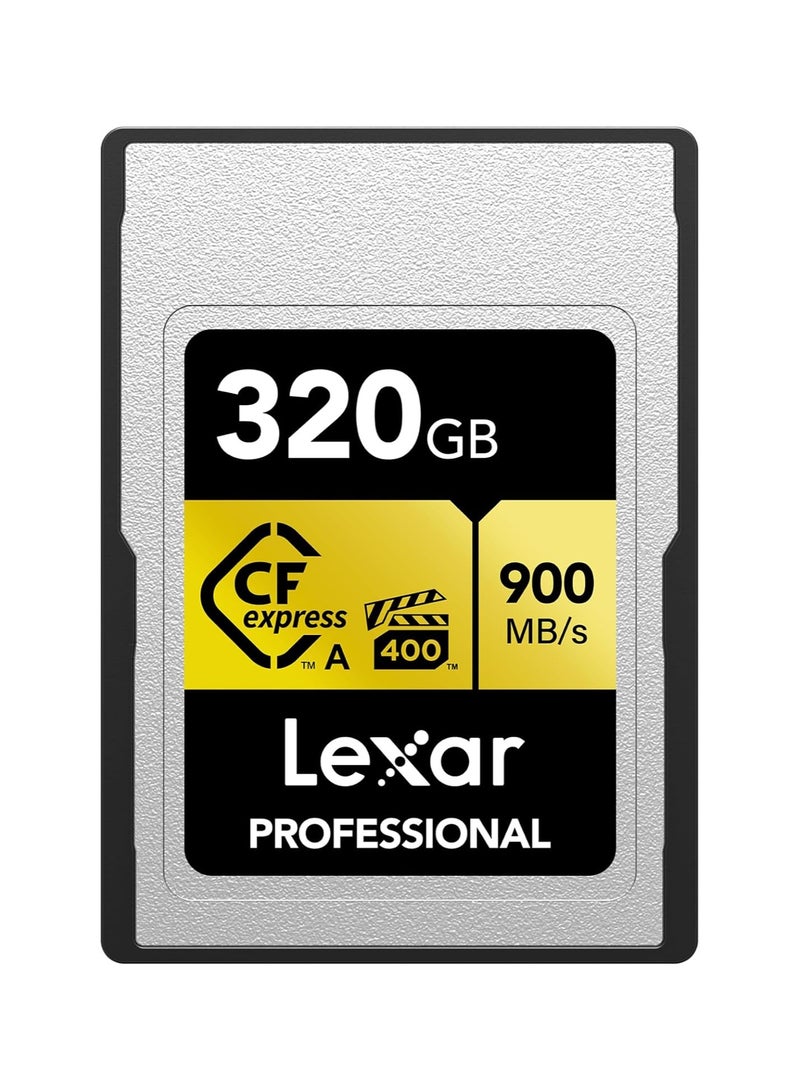 Lexar - Professional 320GB CFexpress Type A Gold Series Memory Card, Up to 900MB/s Read, Cinema-Quality 8K Video, Rated VPG 400 (LCAGOLD320G-RNENG) 320 GB - Image 1