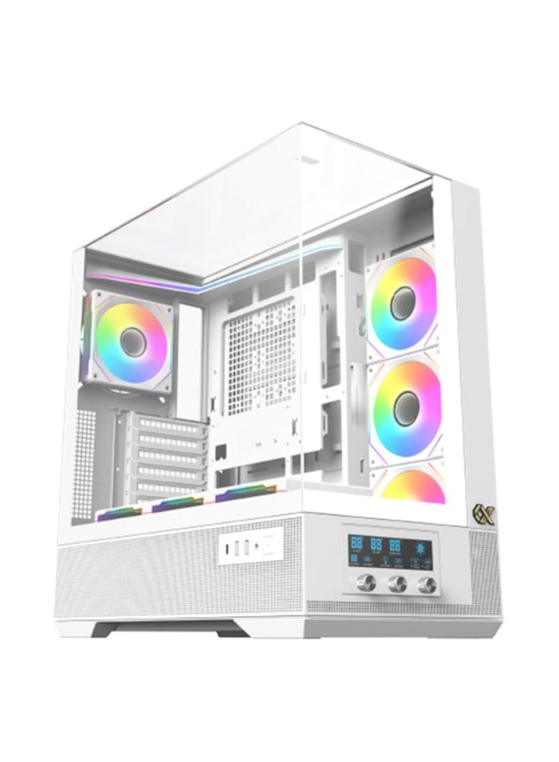 Xigmatek - Vision (EATX, U3x2 & Type C, 3PCS TG, 1PC G24A+7PCS G24A Reverse+ARGB LED Fan Control Panel) White - Image 1