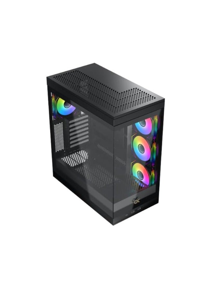 زيجماتيك - Meta Steel Mid Tower Case - Supports E-ATX, ATX, Micro ATX, Mini ITX, 4 Fans, 4 Drive Bays | Black - Image 1