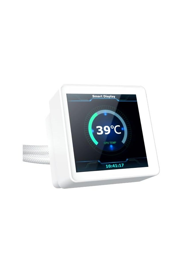 Connect 360 Liquid Cooler for Desktop - White, 120x27x397mm, 2100 RPM, 240 CFM, 3.4" LCD Pump Head, Intel/AMD Support | White