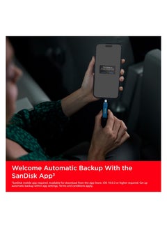 Sandisk 256GB Phone Drive, USB Flash Drive for iPhone/iPad, PC, Mac (2-in-1 iPhone Storage, Lightning & USB Type-C Connectors, Automatic Backup, Password Protect, Encryption) Metallic Sky 256 GB  - Image 3