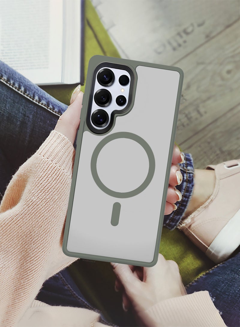 MARGOUN (for Samsung Galaxy S25 Ultra) Magnetic Slim Protective Case with Wireless Charging Support Titanium Grey - Image 2