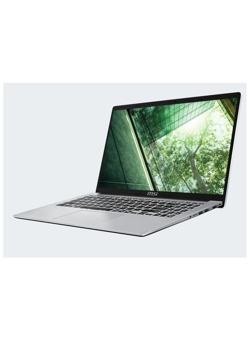 MSI - LAPTOP MSI (9S7-15S122-057 ) Modern 15 F13MG CPU Raptor Lake i5-1335U RAM Onboard DDR4 8GB ( 3200MHz ) HDD 512 GB SSD UHD Intel Iris UHD Graphics Single backlight KB (White) 14 FHD (1920*1080) 60Hz IPS – Level English/Arabic Silver - Image 1