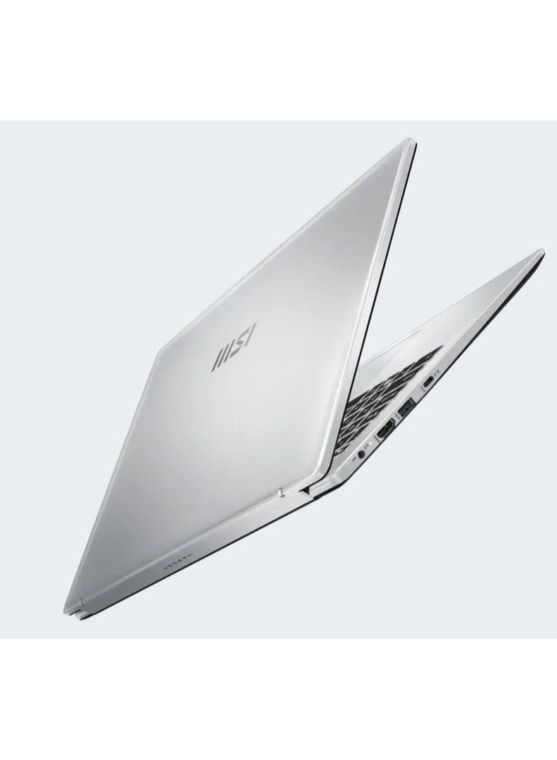 MSI - LAPTOP MSI (9S7-15S122-057 ) Modern 15 F13MG CPU Raptor Lake i5-1335U RAM Onboard DDR4 8GB ( 3200MHz ) HDD 512 GB SSD UHD Intel Iris UHD Graphics Single backlight KB (White) 14 FHD (1920*1080) 60Hz IPS – Level English/Arabic Silver - Image 1