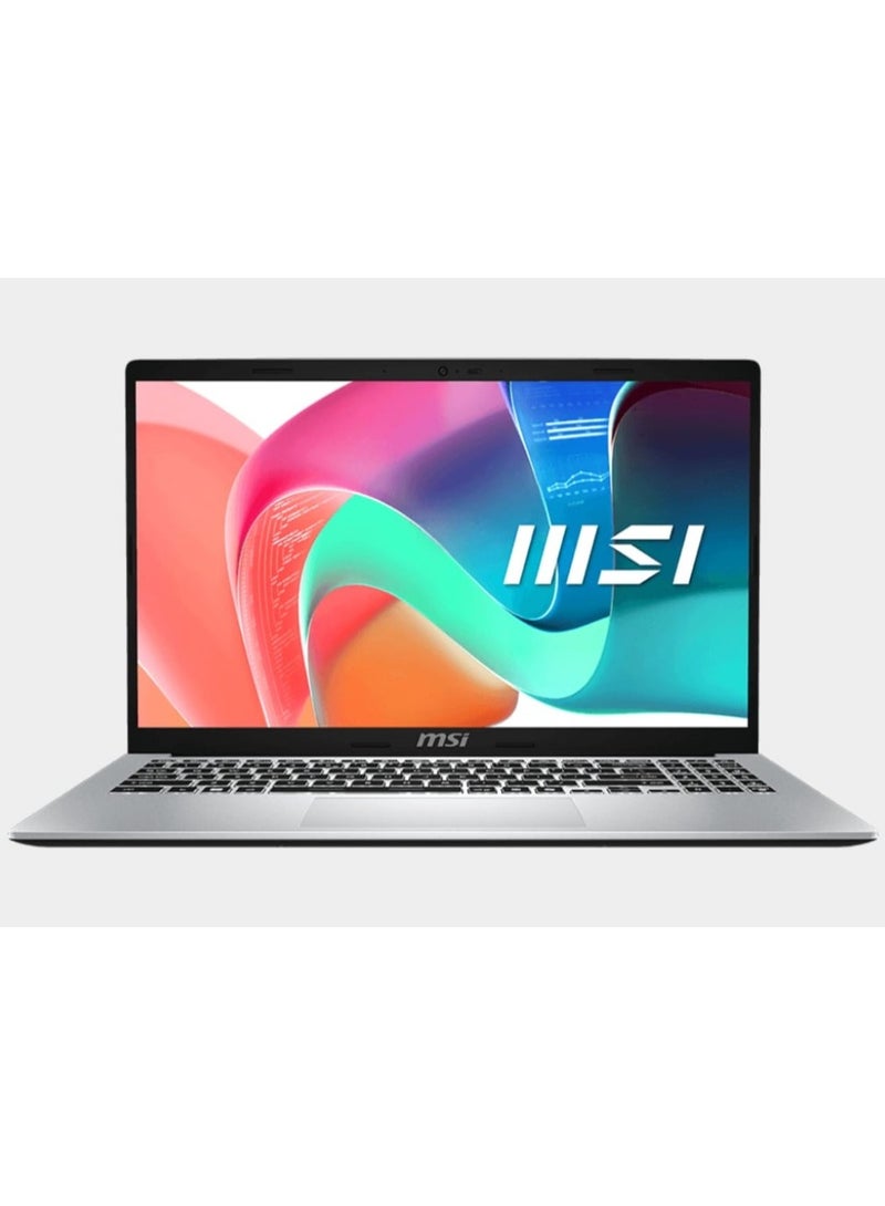MSI - LAPTOP MSI (9S7-15S122-057 ) Modern 15 F13MG CPU Raptor Lake i5-1335U RAM Onboard DDR4 8GB ( 3200MHz ) HDD 512 GB SSD UHD Intel Iris UHD Graphics Single backlight KB (White) 14 FHD (1920*1080) 60Hz IPS – Level English/Arabic Silver - Image 1