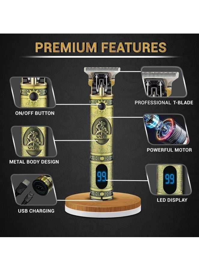 VGR Professional Cordless Hair Trimmer  Style, Rechargeable, LED Display  V-228 silver - Image 4