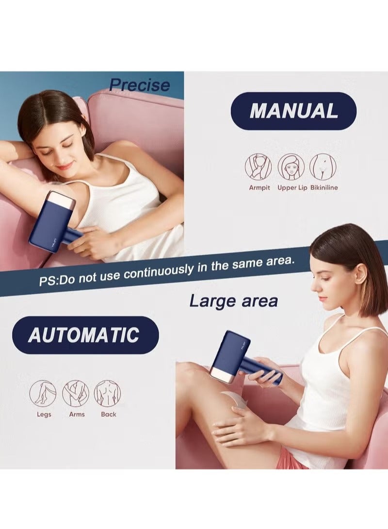 MLAY T14 Painless Ice Compress Laser Hair Removal Device,500,000 Flashes Epilator For Whole Body Bikini Line Arm Armpit Face Back Leg (1*HR Lamp) Dark Blue - Image 4