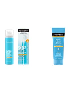 Neutrogena Neutrogena Hydro Boost Water Gel Non-Greasy Moisturizing Sunscreen Lotion with Broad Spectrum SPF 50, Water-Resistant, 3 fl.Oz and Hyaluronic Acid Facial Moisturizer, Fragrance-Free 1.7 fl ozFluid Ounce 