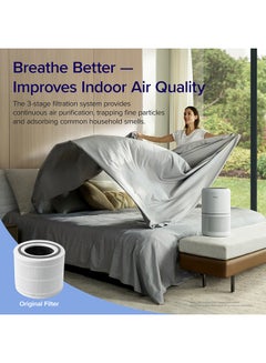 LEVOIT Air Purifier for Home Allergies Pets Hair in Bedroom, Covers Up to 40 m² for Home Medium Room, Powered by 33W, 3-in-1 Filter, Remove Dust Smoke Pollutants Odor CORE-300 White  - Image 2