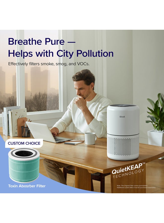 LEVOIT - Air Purifier for Home Allergies Pets Hair in Bedroom, Covers Up to 40 m² for Home Medium Room, Powered by 33W, 3-in-1 Filter, Remove Dust Smoke Pollutants Odor CORE-300 White - Image 1