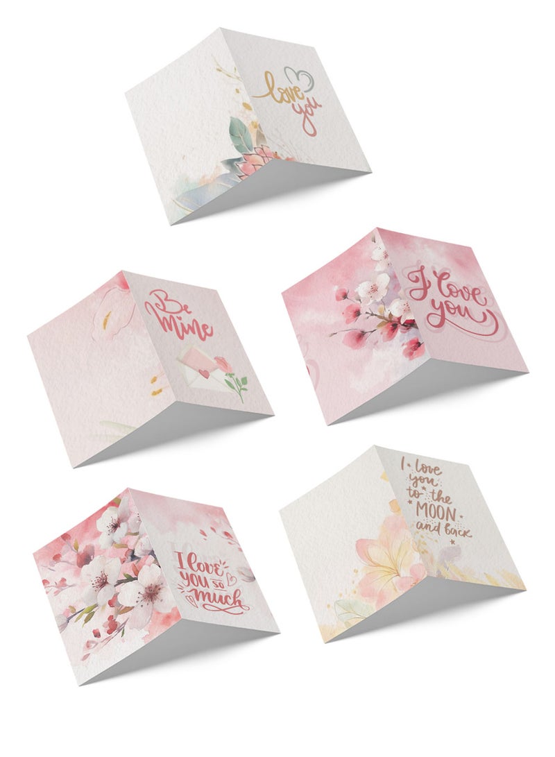 لوحة Pack of 5 Greeting Cards with Lovely Designs and Blank Inner Pages to Write Your Love Message  - Image 2