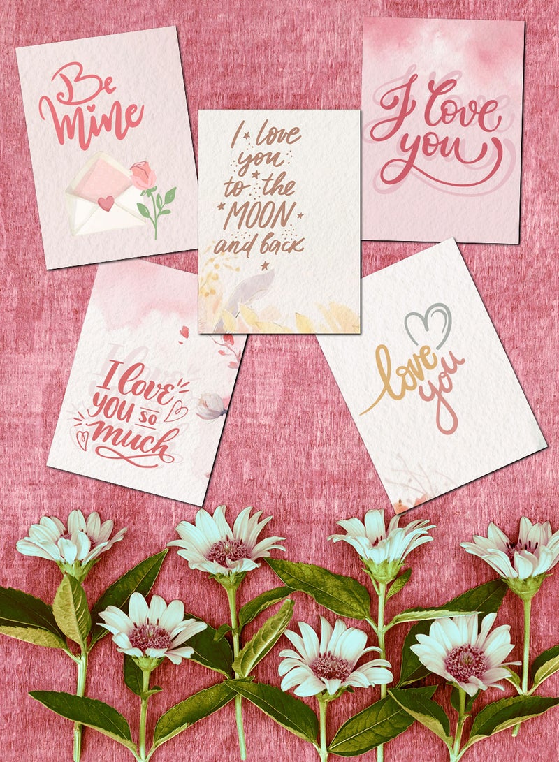 لوحة Pack of 5 Greeting Cards with Lovely Designs and Blank Inner Pages to Write Your Love Message  - Image 3