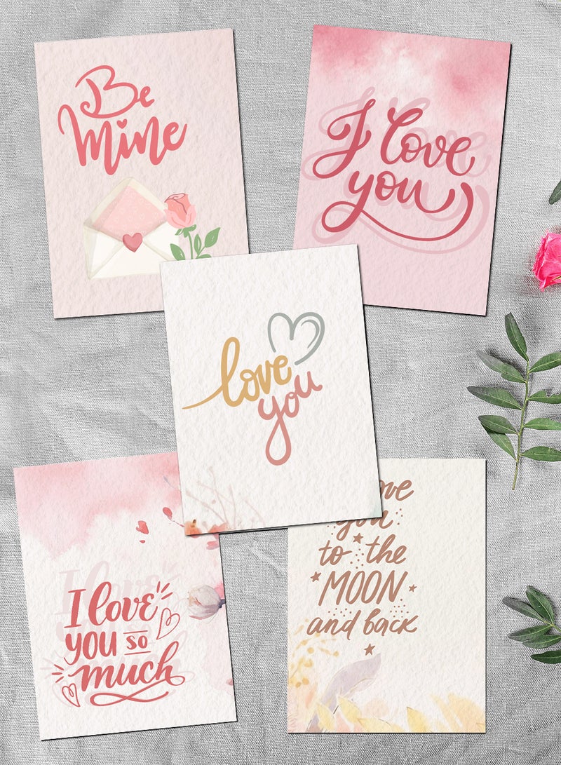 لوحة Pack of 5 Greeting Cards with Lovely Designs and Blank Inner Pages to Write Your Love Message  - Image 1