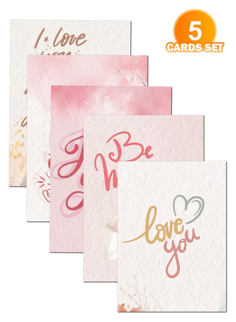 لوحة Pack of 5 Greeting Cards with Lovely Designs and Blank Inner Pages to Write Your Love Message  - Image 5