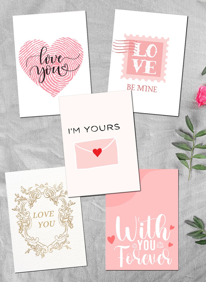 LOWHA - Pack of 5 Greeting Cards with Lovely Designs and Blank Inner Pages to Write Your Love Message - Image 1