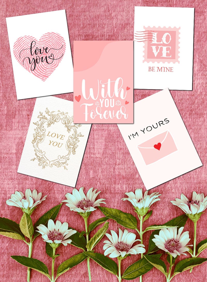 LOWHA - Pack of 5 Greeting Cards with Lovely Designs and Blank Inner Pages to Write Your Love Message - Image 1