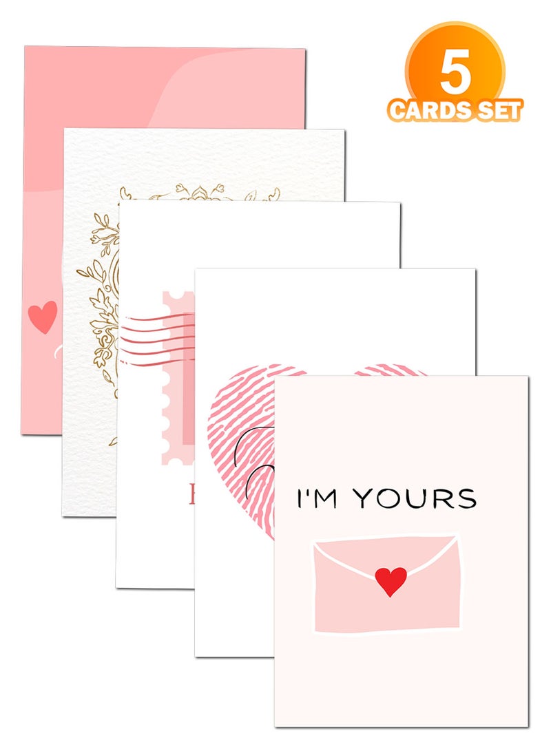 LOWHA - Pack of 5 Greeting Cards with Lovely Designs and Blank Inner Pages to Write Your Love Message - Image 1