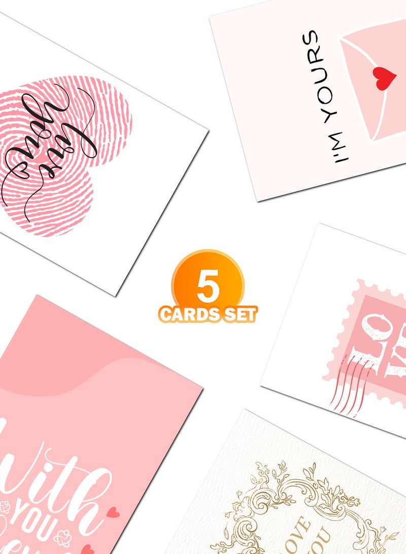 LOWHA - Pack of 5 Greeting Cards with Lovely Designs and Blank Inner Pages to Write Your Love Message - Image 1