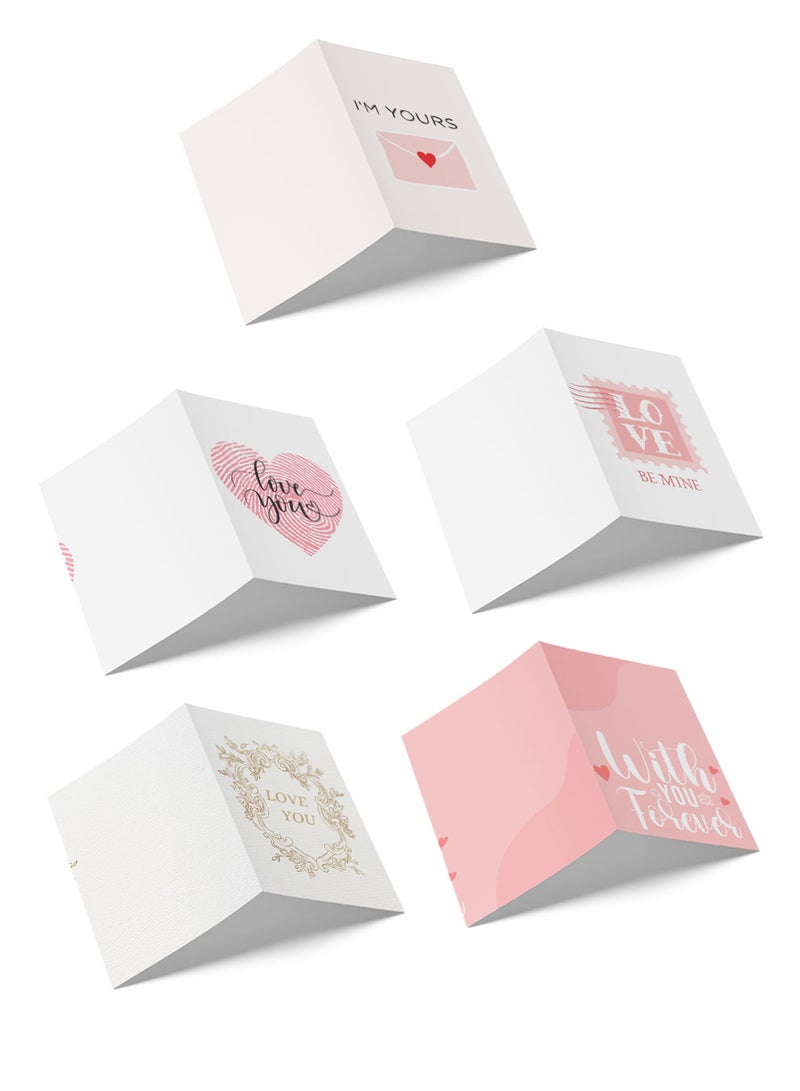 LOWHA - Pack of 5 Greeting Cards with Lovely Designs and Blank Inner Pages to Write Your Love Message - Image 1