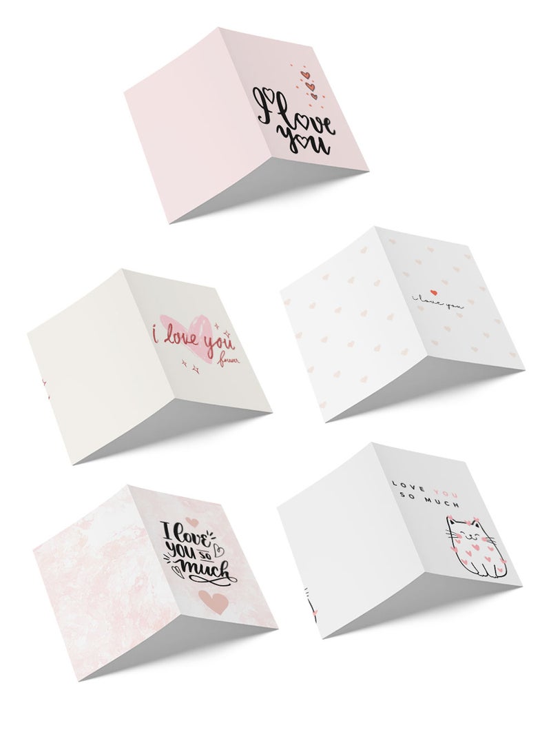 لوحة عبوة من 5 بطاقات تهنئة بتصاميم رائعة وصفحات داخلية فارغة لكتابة رسالة حبك - Image 2