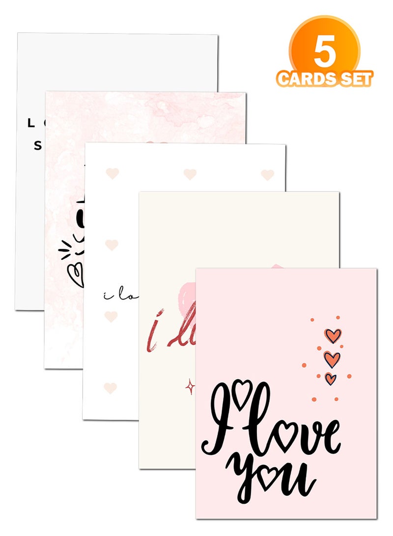 لوحة عبوة من 5 بطاقات تهنئة بتصاميم رائعة وصفحات داخلية فارغة لكتابة رسالة حبك - Image 5