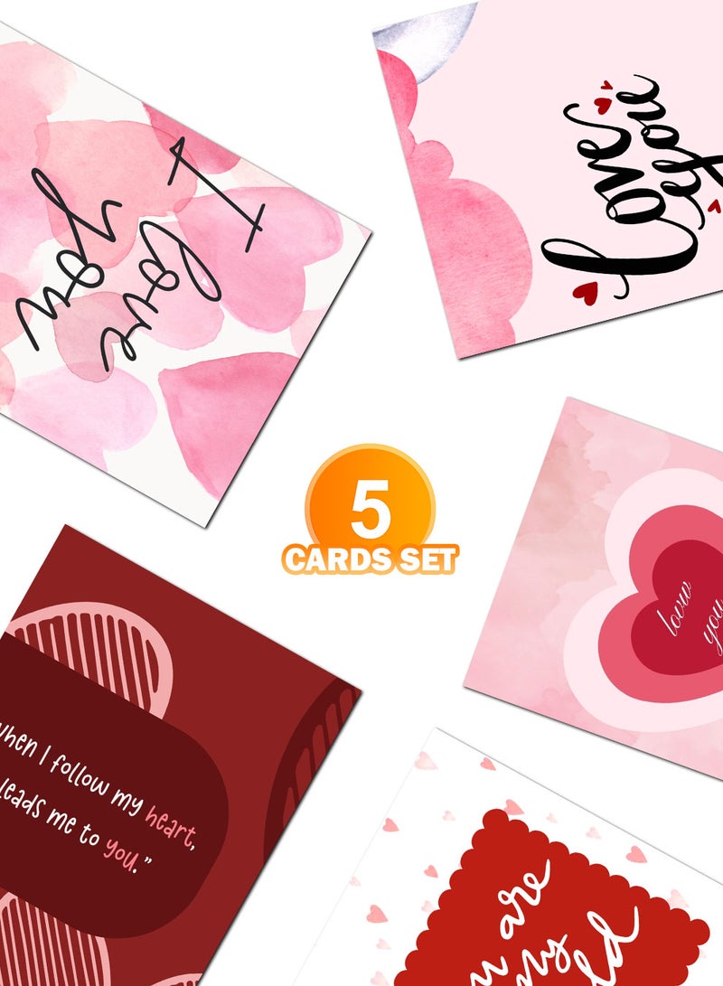 لوحة Pack of 5 Greeting Cards with Lovely Designs and Blank Inner Pages to Write Your Love Message - Image 4