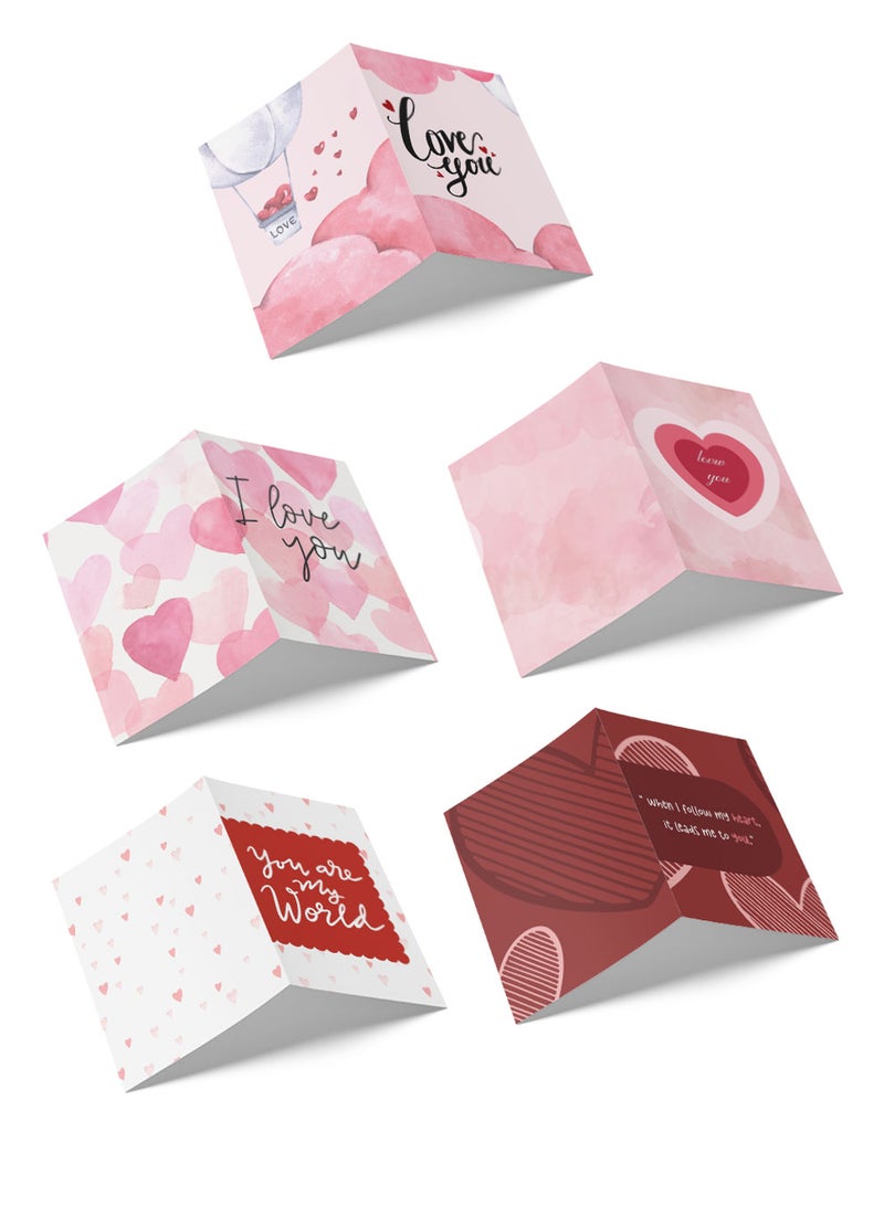 لوحة Pack of 5 Greeting Cards with Lovely Designs and Blank Inner Pages to Write Your Love Message - Image 2