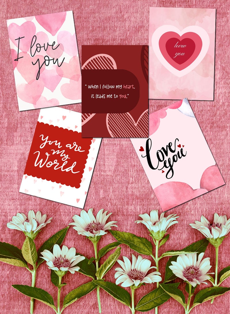 لوحة Pack of 5 Greeting Cards with Lovely Designs and Blank Inner Pages to Write Your Love Message - Image 3