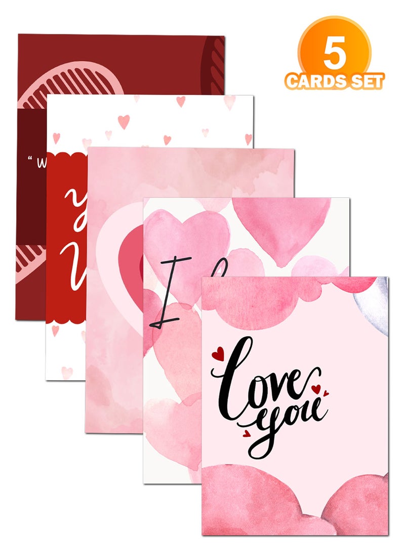 لوحة Pack of 5 Greeting Cards with Lovely Designs and Blank Inner Pages to Write Your Love Message - Image 5