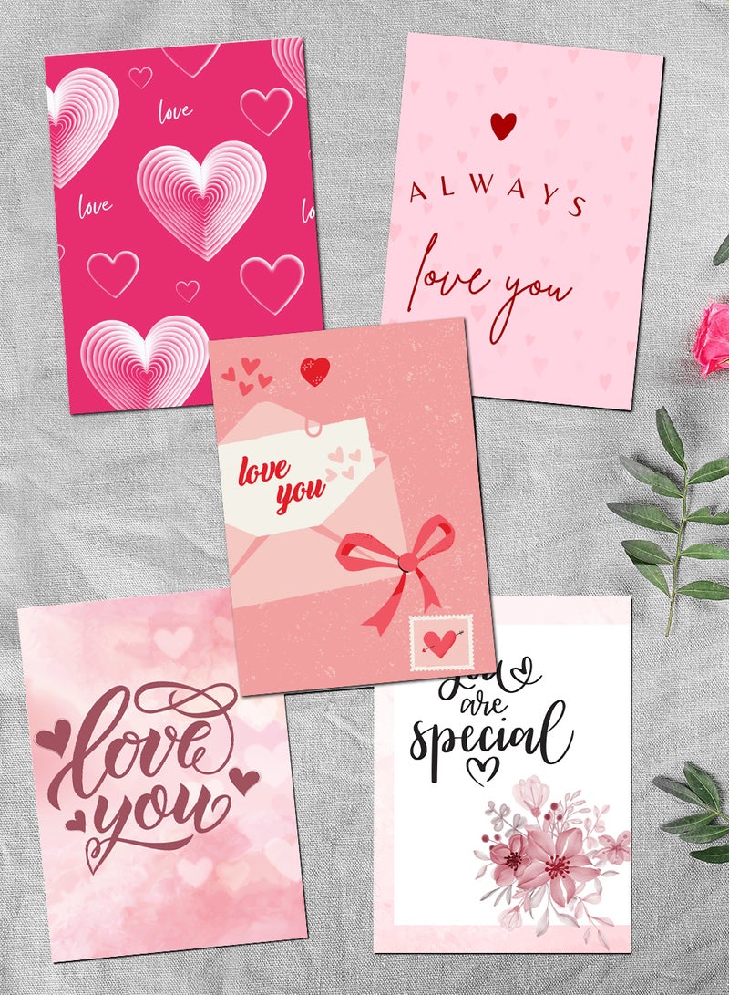 LOWHA - Pack of 5 Greeting Cards with Lovely Designs and Blank Inner Pages to Write Your Love Message - Image 1