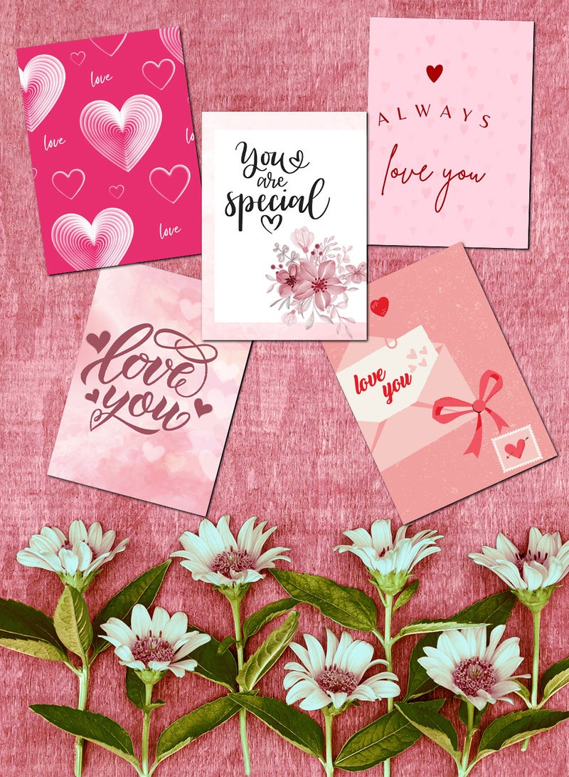 LOWHA - Pack of 5 Greeting Cards with Lovely Designs and Blank Inner Pages to Write Your Love Message - Image 1