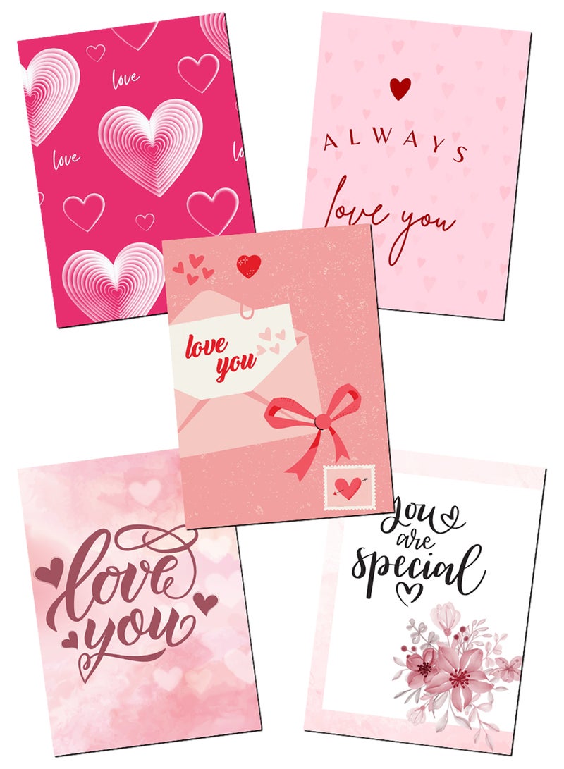 LOWHA - Pack of 5 Greeting Cards with Lovely Designs and Blank Inner Pages to Write Your Love Message - Image 1