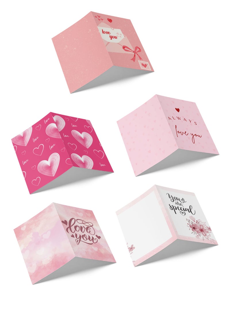 LOWHA - Pack of 5 Greeting Cards with Lovely Designs and Blank Inner Pages to Write Your Love Message - Image 1