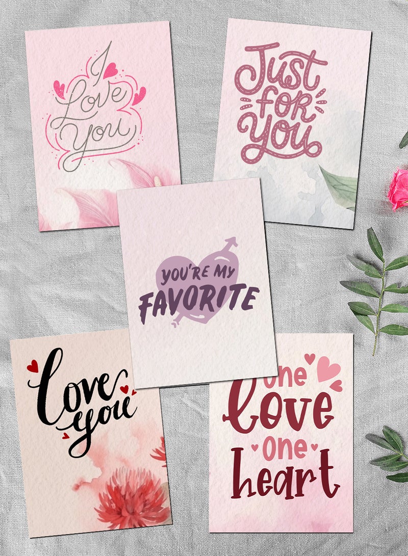 لوحة Pack of 5 Greeting Cards with Lovely Designs and Blank Inner Pages to Write Your Love Message - Image 1