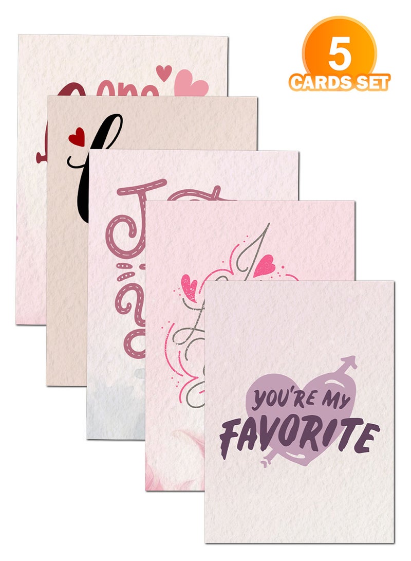 لوحة Pack of 5 Greeting Cards with Lovely Designs and Blank Inner Pages to Write Your Love Message - Image 5