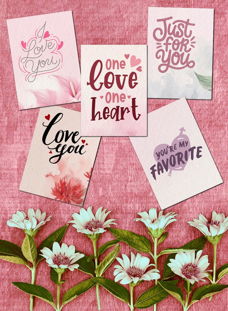 لوحة Pack of 5 Greeting Cards with Lovely Designs and Blank Inner Pages to Write Your Love Message - Image 3