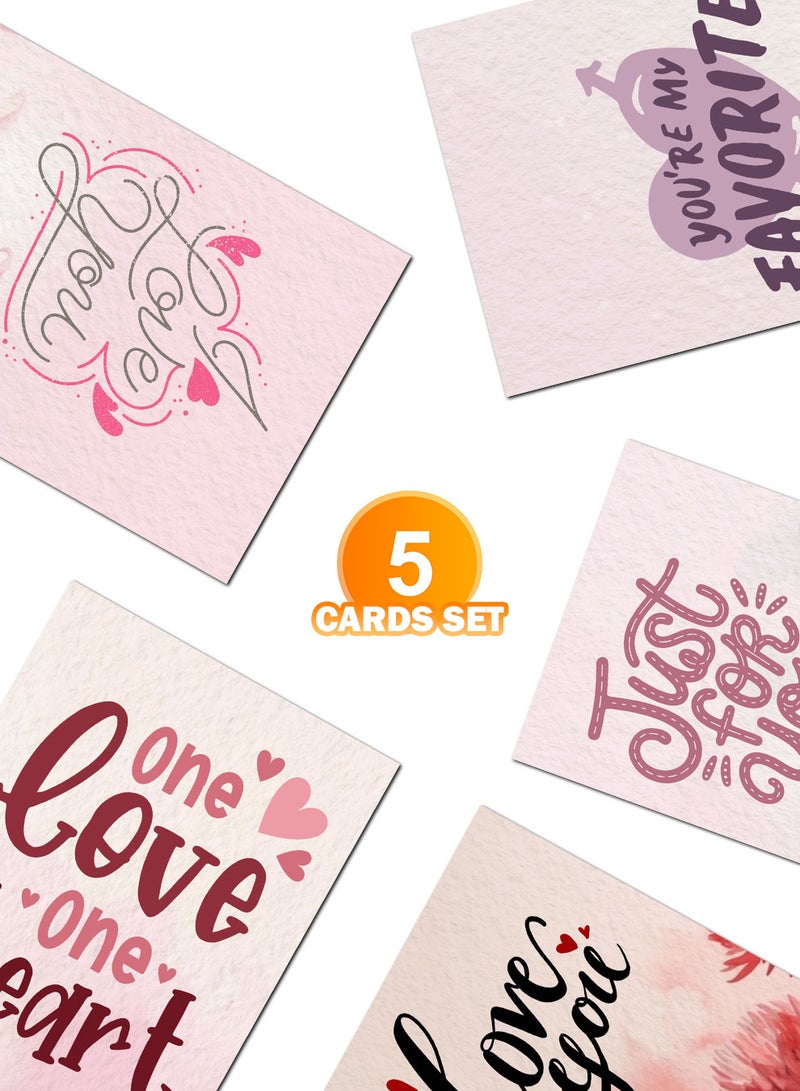 لوحة Pack of 5 Greeting Cards with Lovely Designs and Blank Inner Pages to Write Your Love Message - Image 4