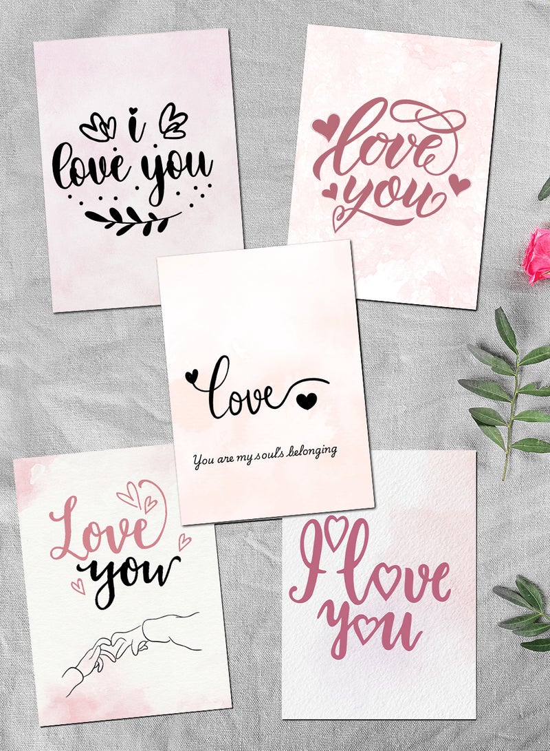 لوحة Pack of 5 Greeting Cards with Lovely Designs and Blank Inner Pages to Write Your Love Message - Image 1