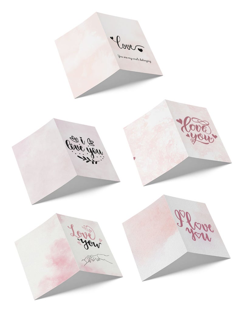 لوحة Pack of 5 Greeting Cards with Lovely Designs and Blank Inner Pages to Write Your Love Message - Image 2