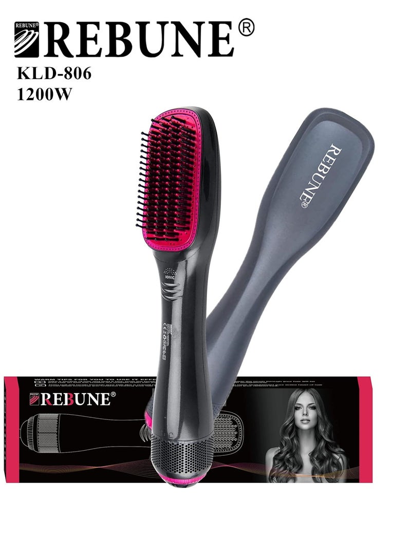ريبون Original 1200 Watts Hair Straightener Brush 3 In 1 Hot Air Styler For Hair Drying Straightening Curling KLD-806 Grey  - Image 1