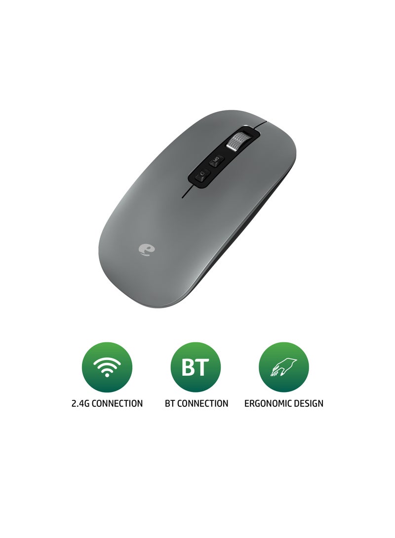 Acer Rechargeable Bluetooth Wireless Mouse with USB 2.4GHz Wireless Dongle up to 1600 DPI up to 10m Optical Sensor for Laptop PC MacBook iPad Computer Grey  - Image 2