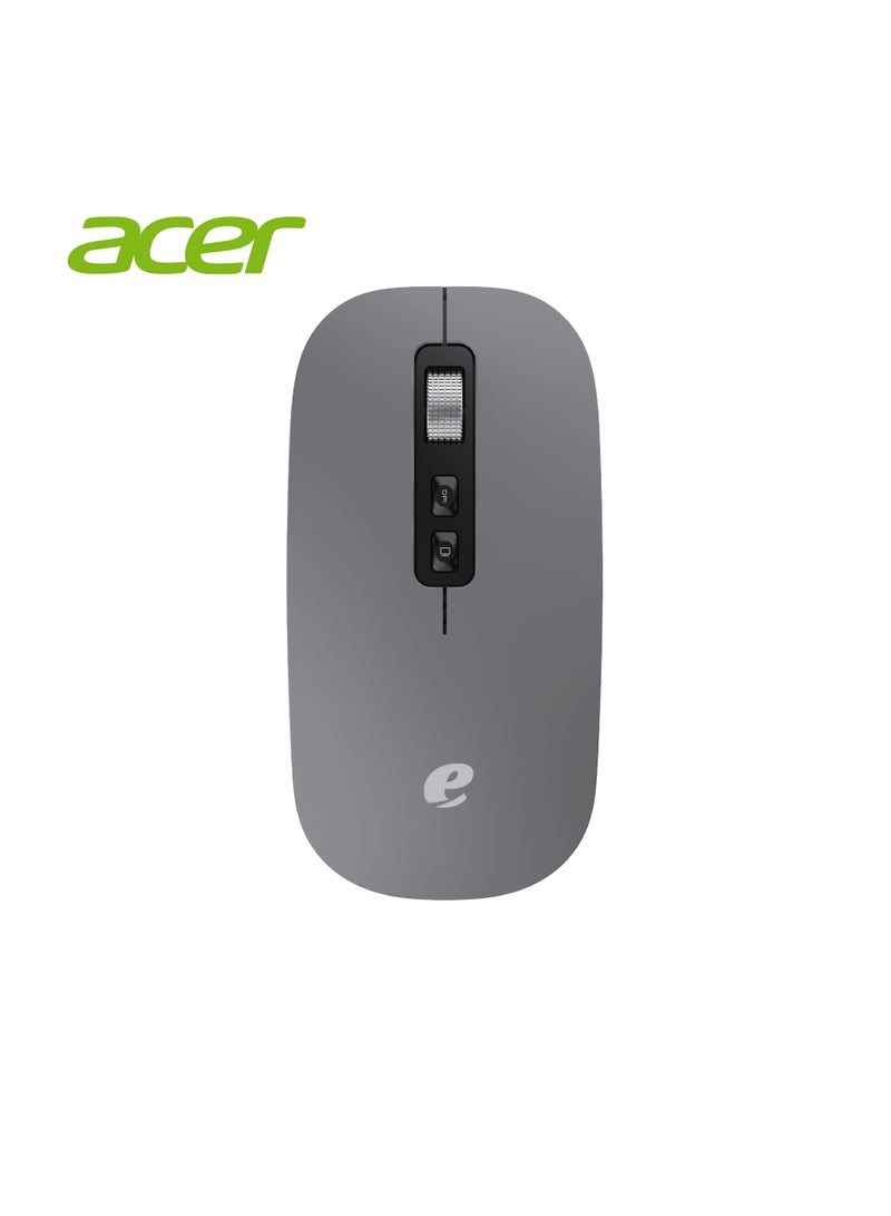 Acer Rechargeable Bluetooth Wireless Mouse with USB 2.4GHz Wireless Dongle up to 1600 DPI up to 10m Optical Sensor for Laptop PC MacBook iPad Computer Grey  - Image 1