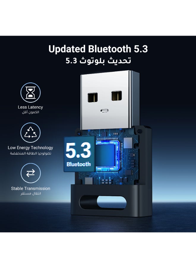 Ugreen - Bluetooth 5.3 Adapter USB for PS5 Xbox NS Controller Bluetooth  Receiver for Headphones Speakers  Wireless Mouse Keyboard Bluetooth Dongle for Windows 11/10/8.1 Plug and Play Used for PC Laptop | Black - Image 1