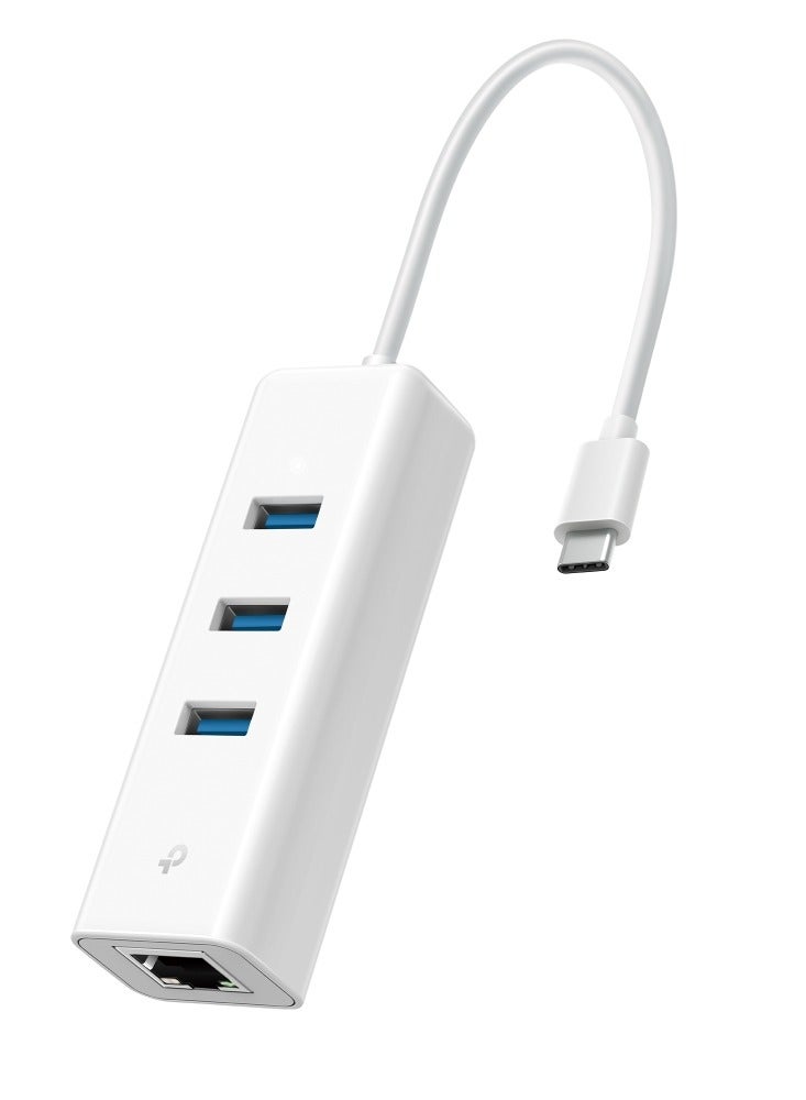 TP-LINK - UE330C USB Type-C 3-Port Hub & Gigabit Ethernet Adapter white - Image 1
