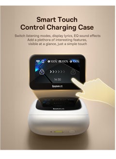 بيسوس True Wireless Earbuds with Bluetooth 5.4, Hi-Res Audio, 52dB Active Noise Cancellation, Spatial Acoustics, Smart Touch Display, 7-Hour Playtime, Low Latency, 4-Mic Deep Bass, Smart Case, Customizable via App, TWS Bluetooth Headphones, Wireless In-Ear Earbuds, Compatible with Most Devices Moon White  - Image 2