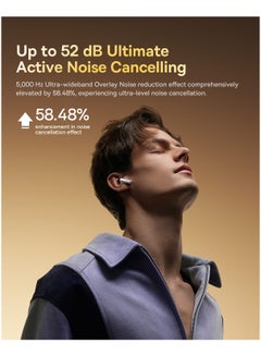 بيسوس True Wireless Earbuds with Bluetooth 5.4, Hi-Res Audio, 52dB Active Noise Cancellation, Spatial Acoustics, Smart Touch Display, 7-Hour Playtime, Low Latency, 4-Mic Deep Bass, Smart Case, Customizable via App, TWS Bluetooth Headphones, Wireless In-Ear Earbuds, Compatible with Most Devices Moon White  - Image 3