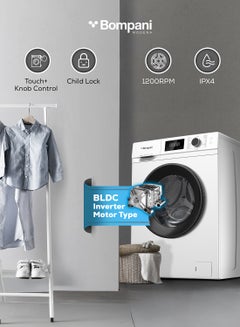Bompani 7KG Front Load Washing Machine, 16 Programs, Touch + Knob Control, LED Display, IPX4 Rating 7 kg BI2877I White  - Image 2