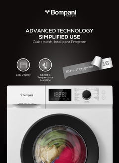 Bompani 7KG Front Load Washing Machine, 16 Programs, Touch + Knob Control, LED Display, IPX4 Rating 7 kg BI2877I White  - Image 3
