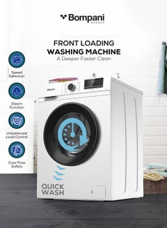 Bompani 7KG Front Load Washing Machine, 16 Programs, Touch + Knob Control, LED Display, IPX4 Rating 7 kg BI2877I White  - Image 4