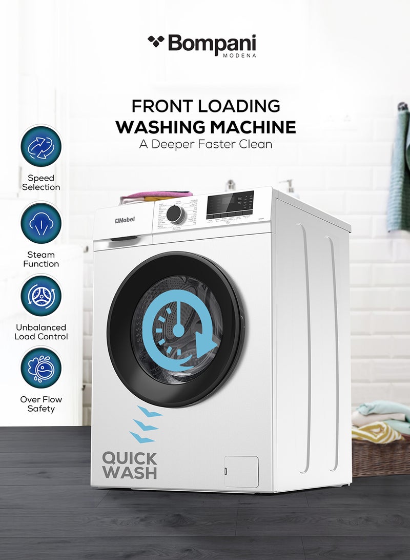 بومباني 7KG Front Load Washing Machine, 16 Programs, Touch + Knob Control, LED Display, IPX4 Rating 7 kg BI2877I White  - Image 4